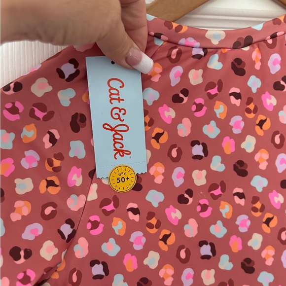 Girls XL SZ14 Leopard spots one-piece rash guard W UPF 50+ - Picture 3 of 5